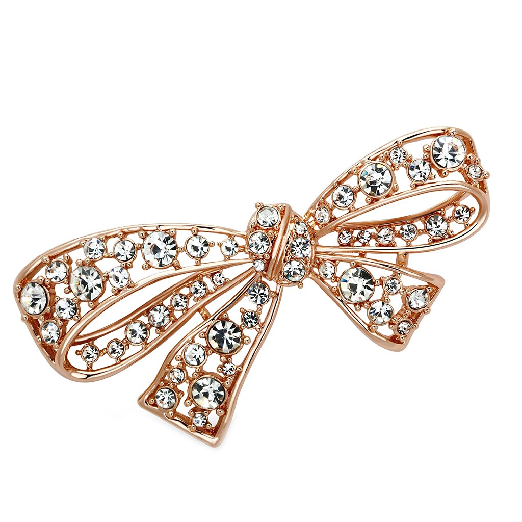 LO2883 - Flash Rose Gold White Metal Brooches with Top Grade Crystal  in Clear-0