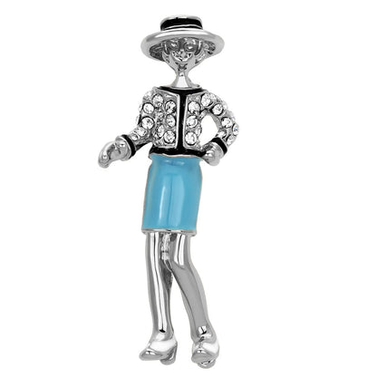 LO2884 - Imitation Rhodium White Metal Brooches with Top Grade Crystal  in Clear-0