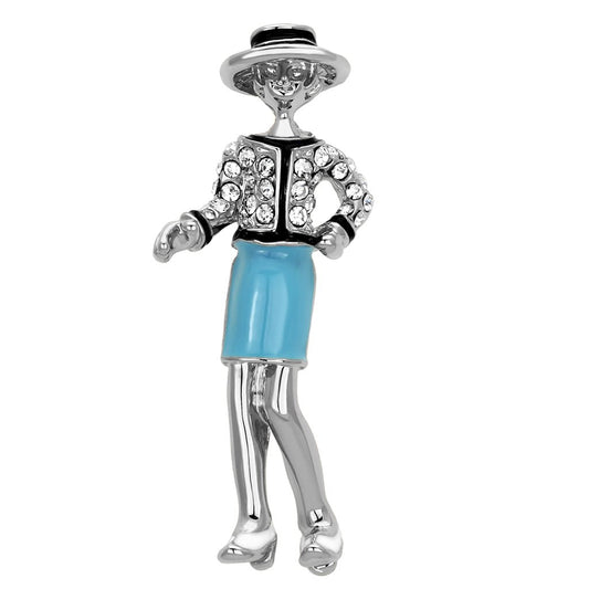 LO2884 - Imitation Rhodium White Metal Brooches with Top Grade Crystal  in Clear-0