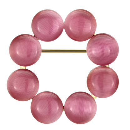 LO2886 - Flash Gold White Metal Brooches with Synthetic Cat Eye in Rose-0