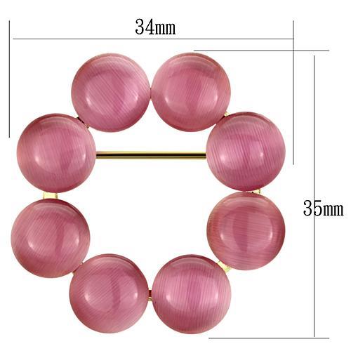 LO2886 - Flash Gold White Metal Brooches with Synthetic Cat Eye in Rose-1