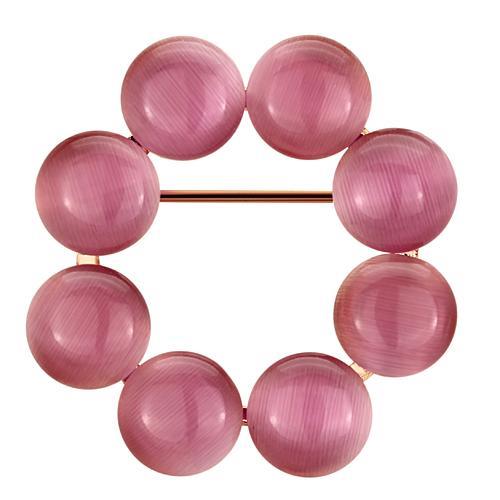 LO2887 - Flash Rose Gold White Metal Brooches with Synthetic Cat Eye in Rose-0