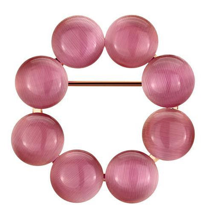 LO2887 - Flash Rose Gold White Metal Brooches with Synthetic Cat Eye in Rose-0