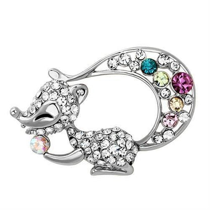 LO2888 - Imitation Rhodium White Metal Brooches with Top Grade Crystal  in Multi Color-0