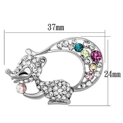 LO2888 - Imitation Rhodium White Metal Brooches with Top Grade Crystal  in Multi Color-1