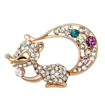 LO2889 - Flash Rose Gold White Metal Brooches with Top Grade Crystal  in Multi Color-0