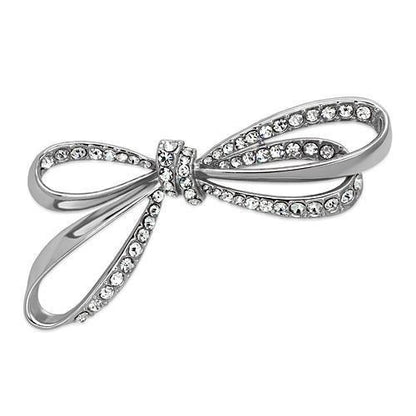 LO2890 - Imitation Rhodium White Metal Brooches with Top Grade Crystal  in Clear-0