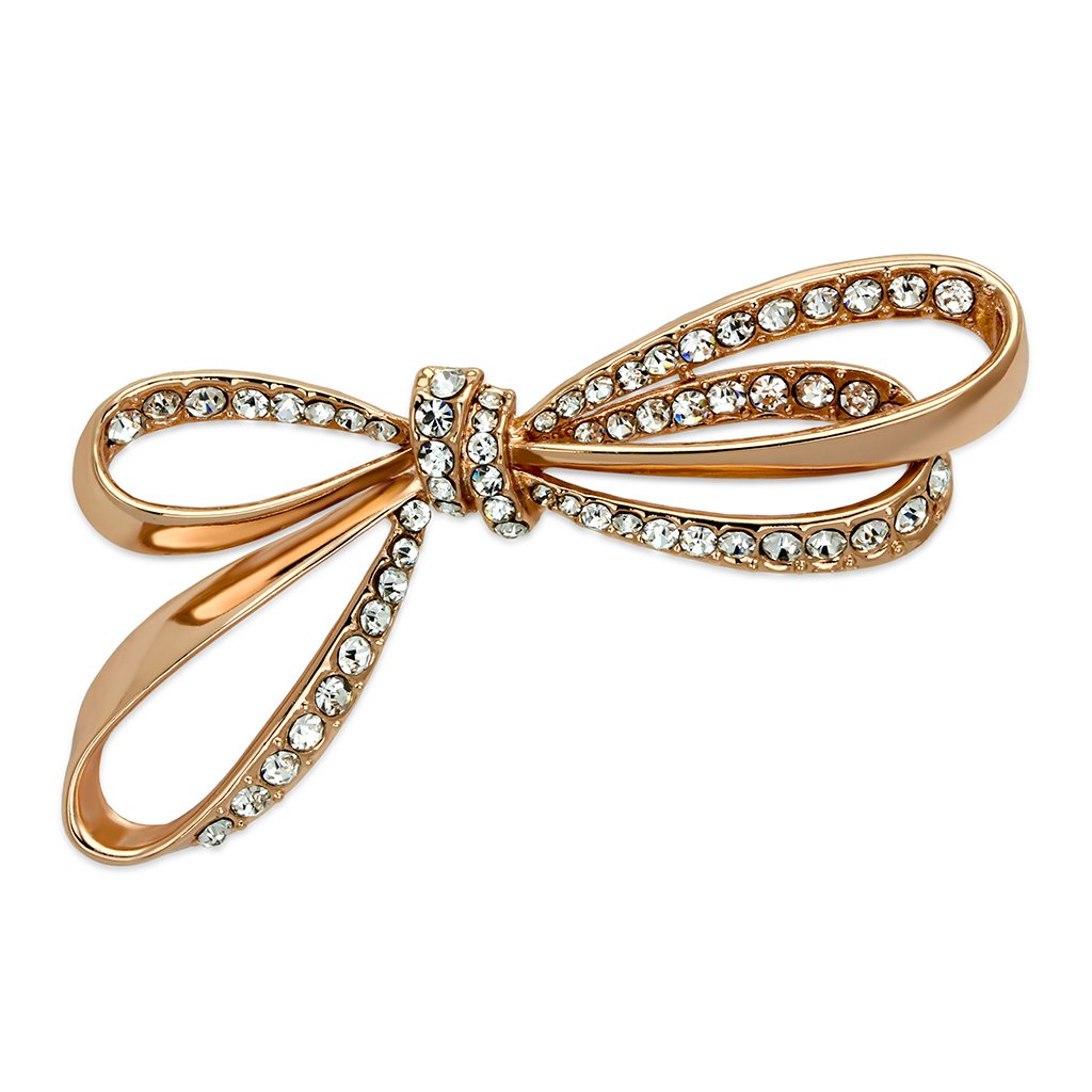 LO2891 - Flash Rose Gold White Metal Brooches with Top Grade Crystal  in Clear-0