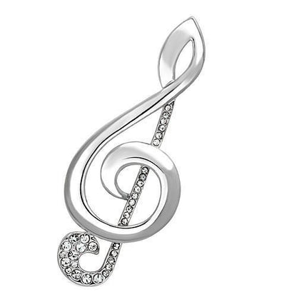 LO2892 - Imitation Rhodium White Metal Brooches with Top Grade Crystal  in Clear-0