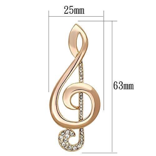 LO2893 - Flash Rose Gold White Metal Brooches with Top Grade Crystal  in Clear-1