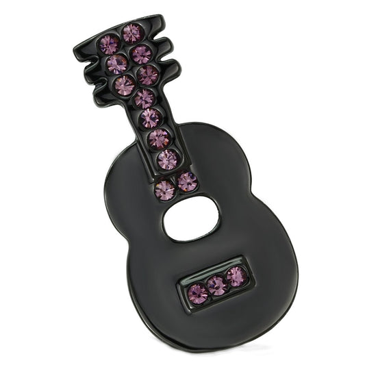 LO2895 - Ruthenium White Metal Brooches with Top Grade Crystal  in Light Amethyst-0