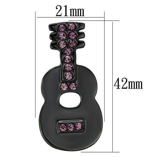 LO2895 - Ruthenium White Metal Brooches with Top Grade Crystal  in Light Amethyst-1