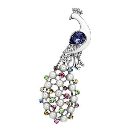 LO2896 - Imitation Rhodium White Metal Brooches with Top Grade Crystal  in Multi Color-0