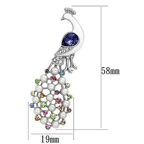 LO2896 - Imitation Rhodium White Metal Brooches with Top Grade Crystal  in Multi Color-1