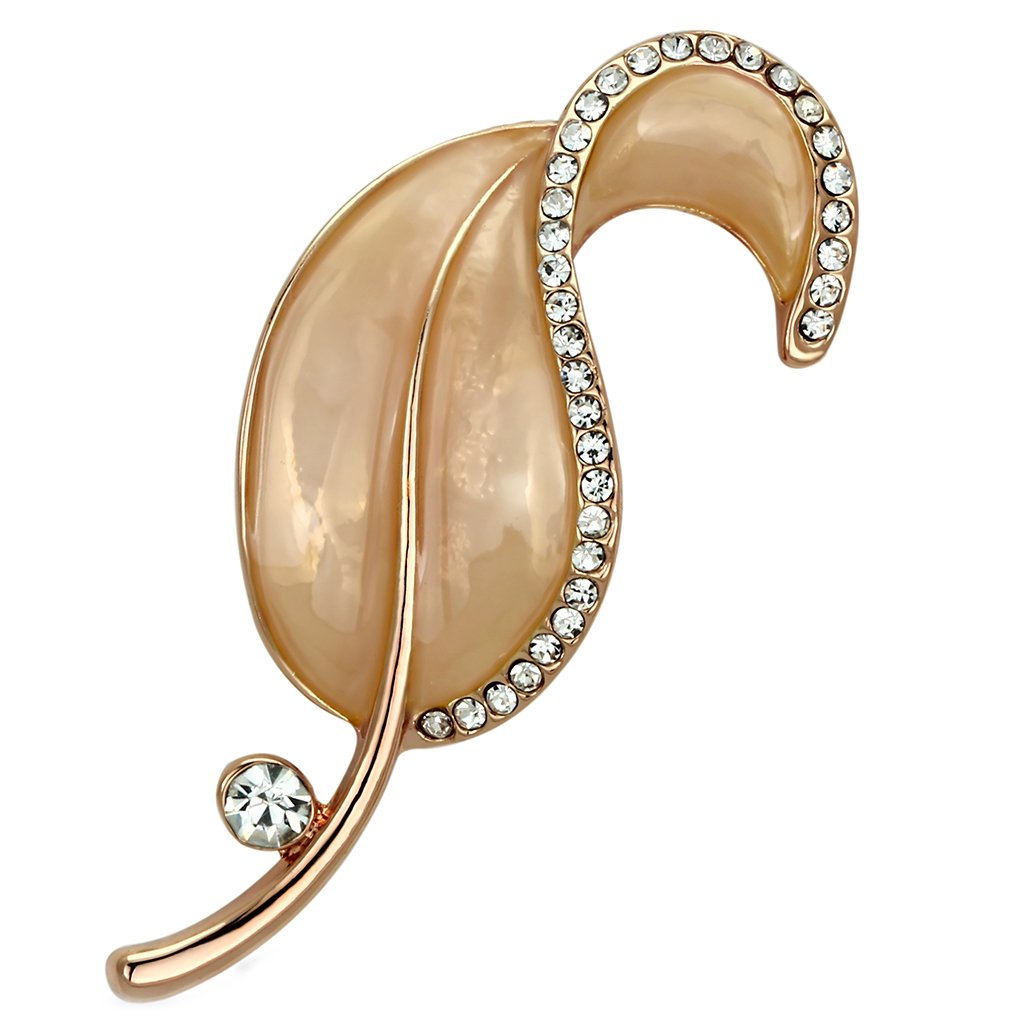 LO2899 - Flash Rose Gold White Metal Brooches with Top Grade Crystal  in Clear-0