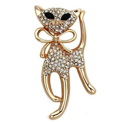 LO2901 - Flash Rose Gold White Metal Brooches with Top Grade Crystal  in Jet-0