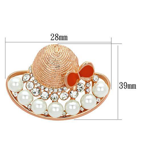 LO2902 - Flash Rose Gold White Metal Brooches with Synthetic Pearl in White-1