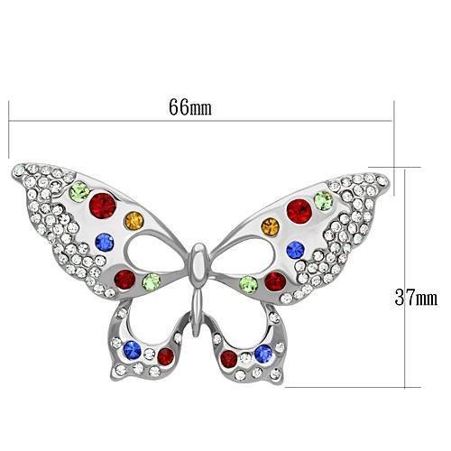 LO2906 - Imitation Rhodium White Metal Brooches with Top Grade Crystal  in Multi Color-1
