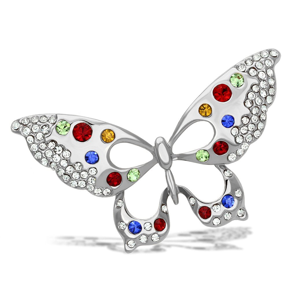 LO2906 - Imitation Rhodium White Metal Brooches with Top Grade Crystal  in Multi Color-0