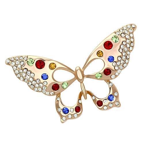 LO2907 - Flash Rose Gold White Metal Brooches with Top Grade Crystal  in Multi Color-0