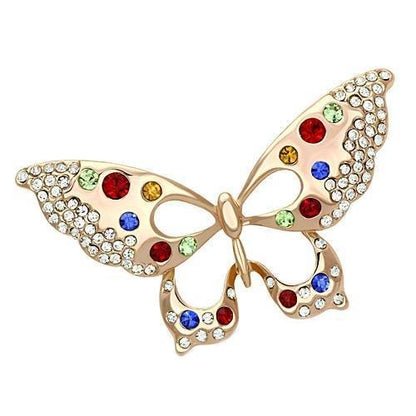 LO2907 - Flash Rose Gold White Metal Brooches with Top Grade Crystal  in Multi Color-0