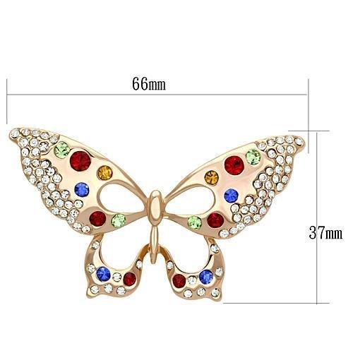 LO2907 - Flash Rose Gold White Metal Brooches with Top Grade Crystal  in Multi Color-1