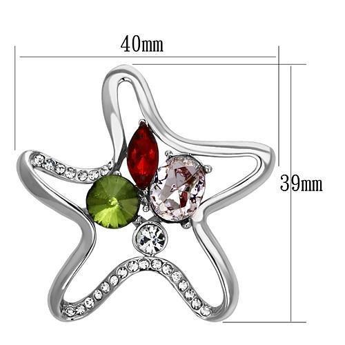 LO2912 - Imitation Rhodium White Metal Brooches with Synthetic Acrylic in Multi Color-1