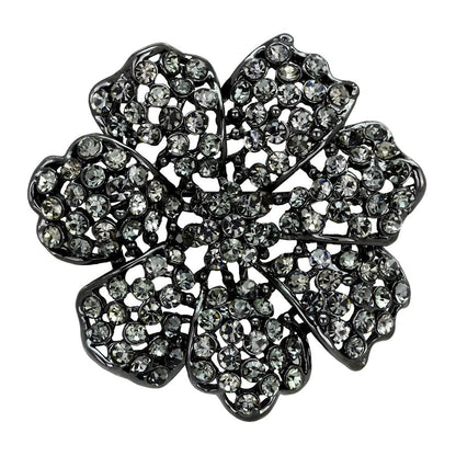 LO2919 - Ruthenium White Metal Brooches with Top Grade Crystal  in Black Diamond-0