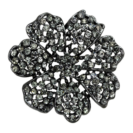 LO2919 - Ruthenium White Metal Brooches with Top Grade Crystal  in Black Diamond-0
