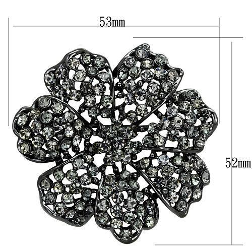 LO2919 - Ruthenium White Metal Brooches with Top Grade Crystal  in Black Diamond-1