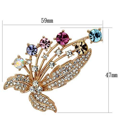 LO2922 - Flash Rose Gold White Metal Brooches with Top Grade Crystal  in Multi Color-1