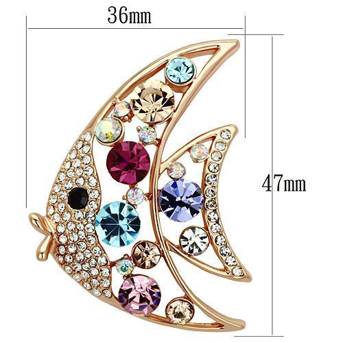 LO2923 - Flash Rose Gold White Metal Brooches with Top Grade Crystal  in Multi Color-1