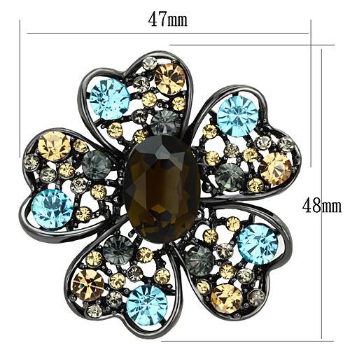 LO2926 - Ruthenium White Metal Brooches with Synthetic Synthetic Glass in Brown-1