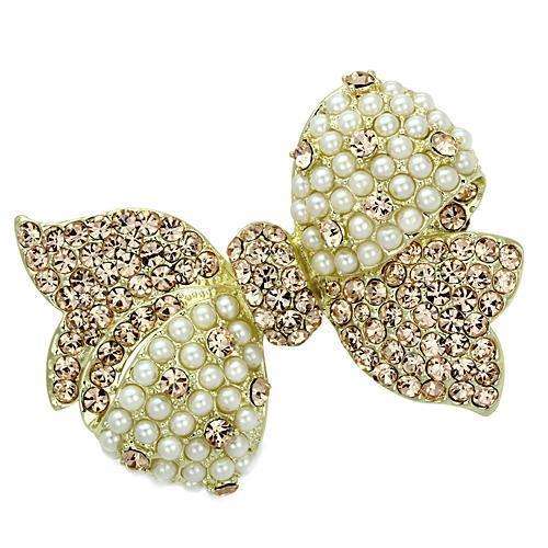 LO2927 - Flash Gold White Metal Brooches with Synthetic Pearl in White-0