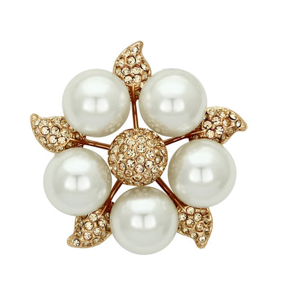 LO2928 - Flash Rose Gold White Metal Brooches with Synthetic Pearl in White-0