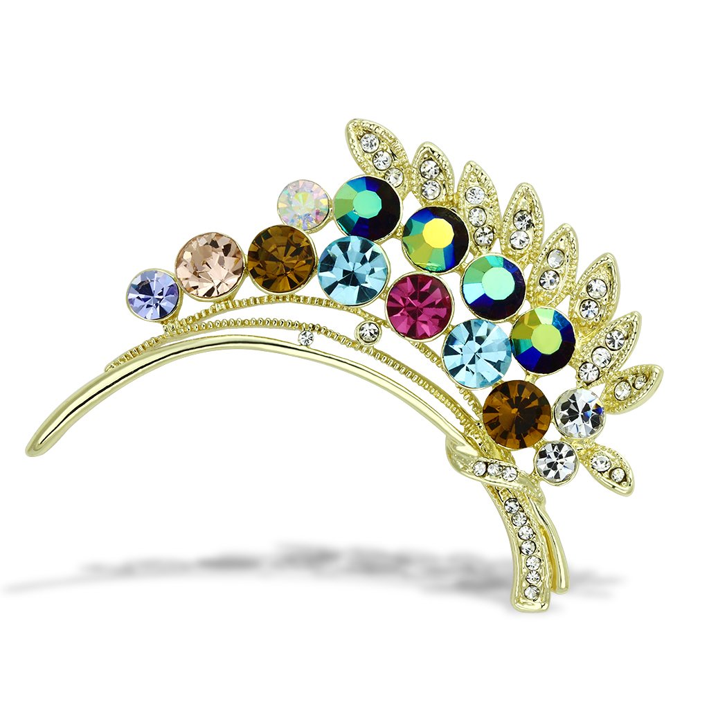 LO2929 - Flash Gold White Metal Brooches with Top Grade Crystal  in Multi Color-0