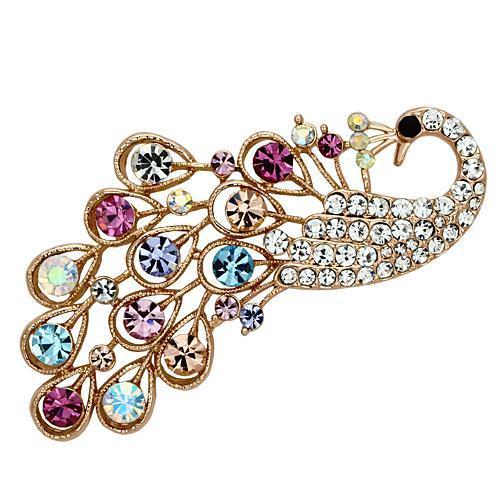 LO2932 - Flash Rose Gold White Metal Brooches with Top Grade Crystal  in Multi Color-0