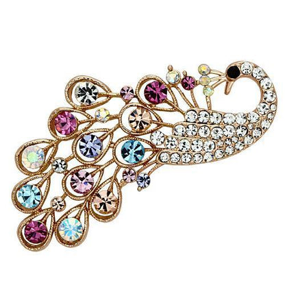 LO2932 - Flash Rose Gold White Metal Brooches with Top Grade Crystal  in Multi Color-0