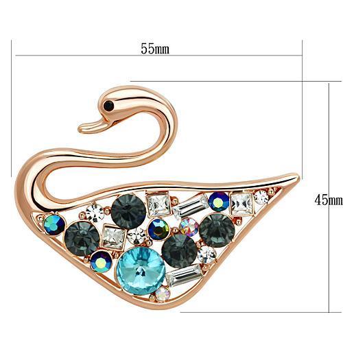 LO2934 - Flash Rose Gold White Metal Brooches with Top Grade Crystal  in Multi Color-1