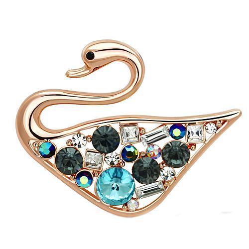 LO2934 - Flash Rose Gold White Metal Brooches with Top Grade Crystal  in Multi Color-0