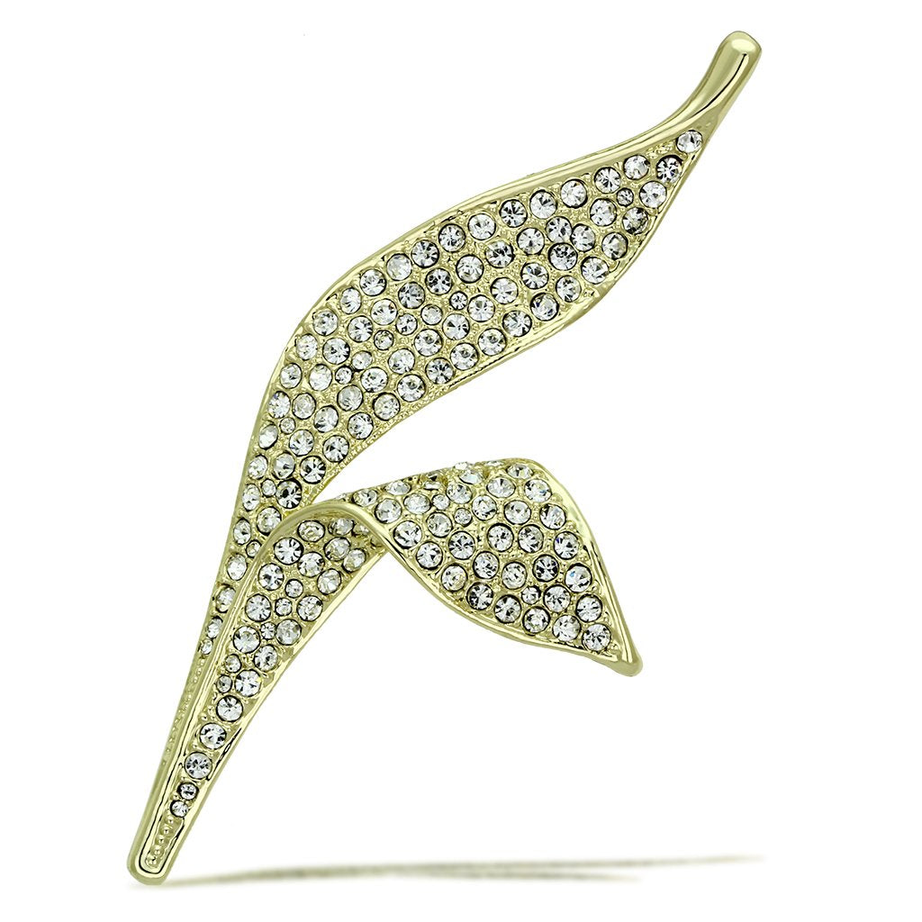LO2935 - Flash Gold White Metal Brooches with Top Grade Crystal  in Clear-0