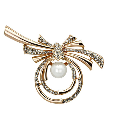 LO2939 - Flash Rose Gold White Metal Brooches with Synthetic Pearl in White-0
