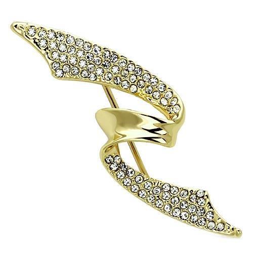 LO2940 - Flash Gold White Metal Brooches with Top Grade Crystal  in Clear-0