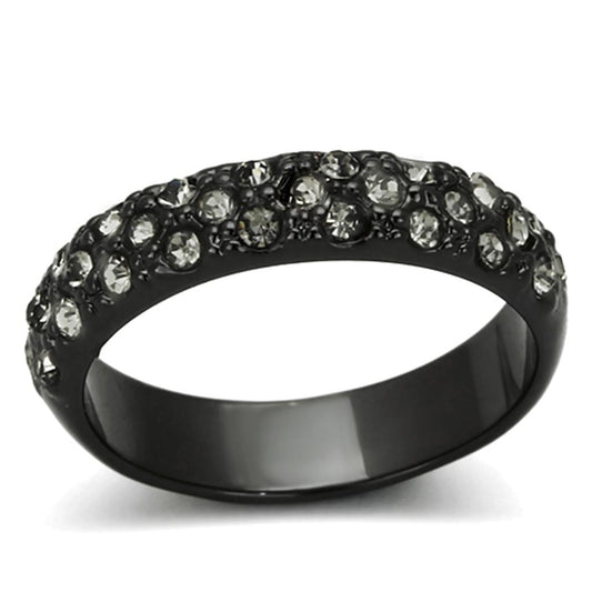 LO3064 - TIN Cobalt Black Brass Ring with Top Grade Crystal  in Black Diamond-0