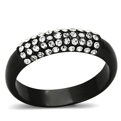 LO3068 - TIN Cobalt Black Brass Ring with Top Grade Crystal  in Clear-0