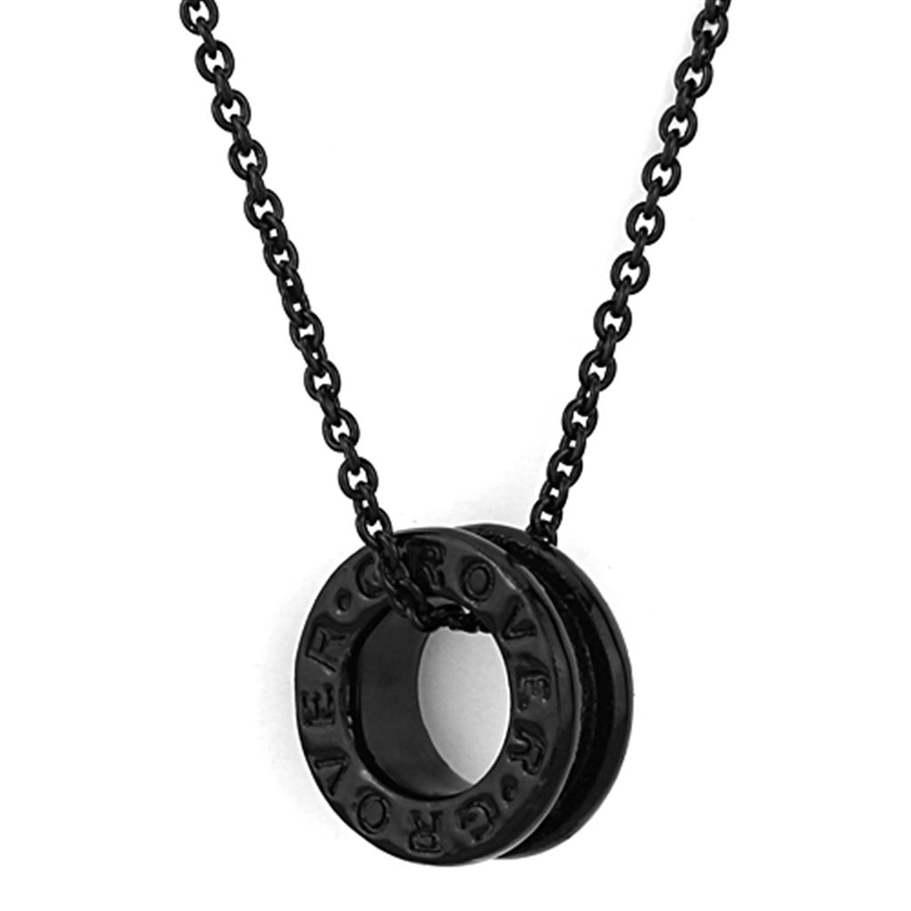 LO3088 - TIN Cobalt Black Brass Chain Pendant with No Stone-0