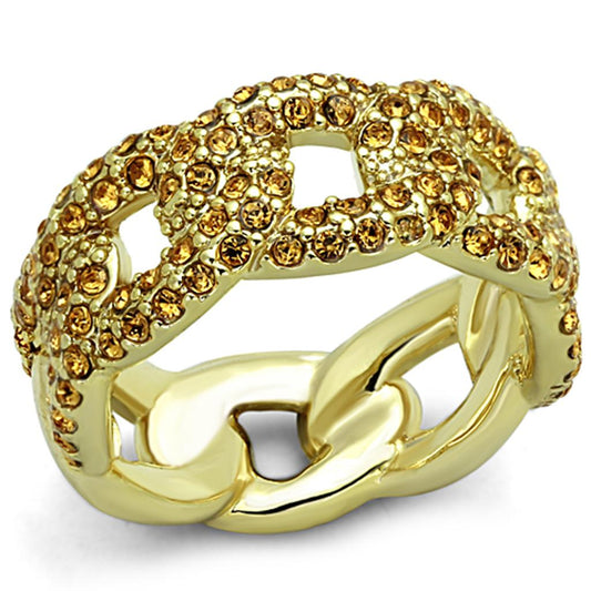 LO3216 - Gold Brass Ring with Top Grade Crystal  in Smoked Quartz-0
