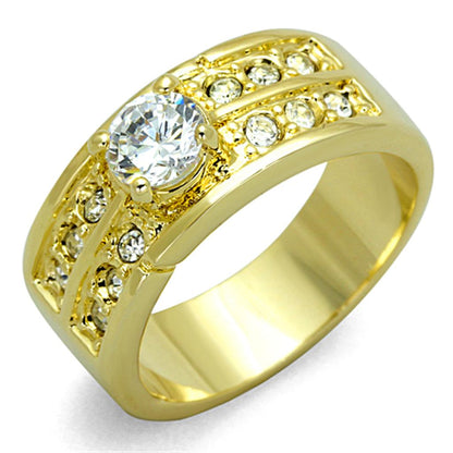LO3218 - Gold Brass Ring with AAA Grade CZ  in Clear-0