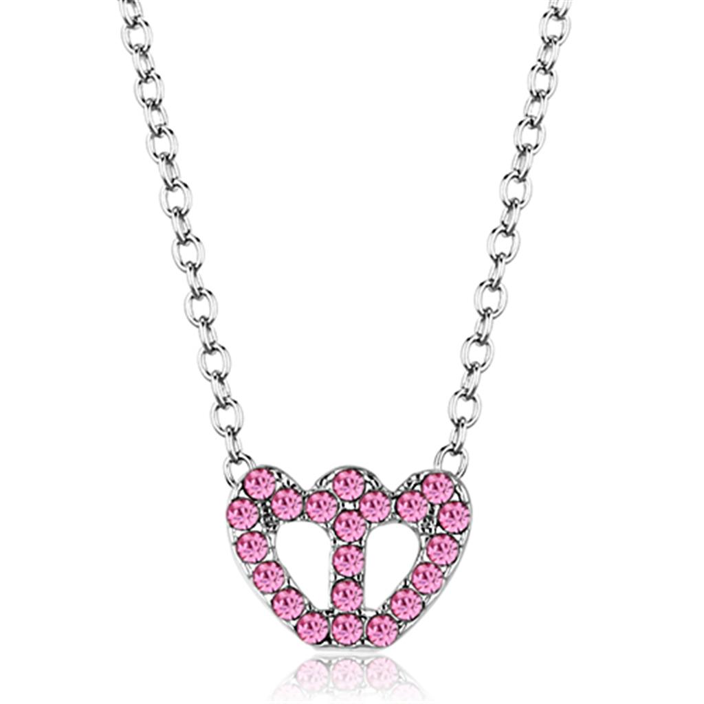 LO3230 - Rhodium Brass Chain Pendant with Top Grade Crystal  in Rose-0