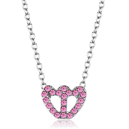 LO3230 - Rhodium Brass Chain Pendant with Top Grade Crystal  in Rose-0